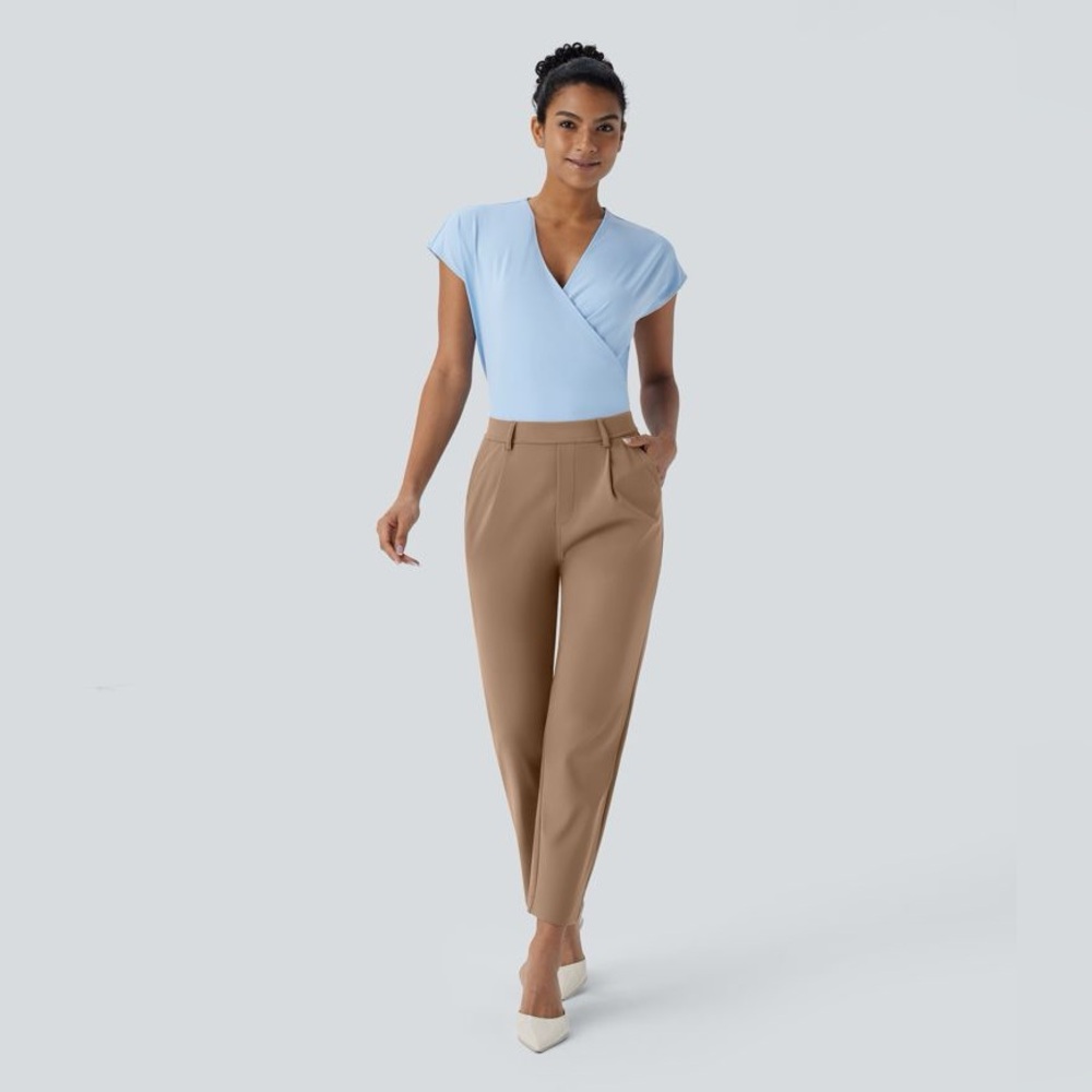 High Waisted Pocket Ankle Length Tapered Work Pants - Picture 11 of 16